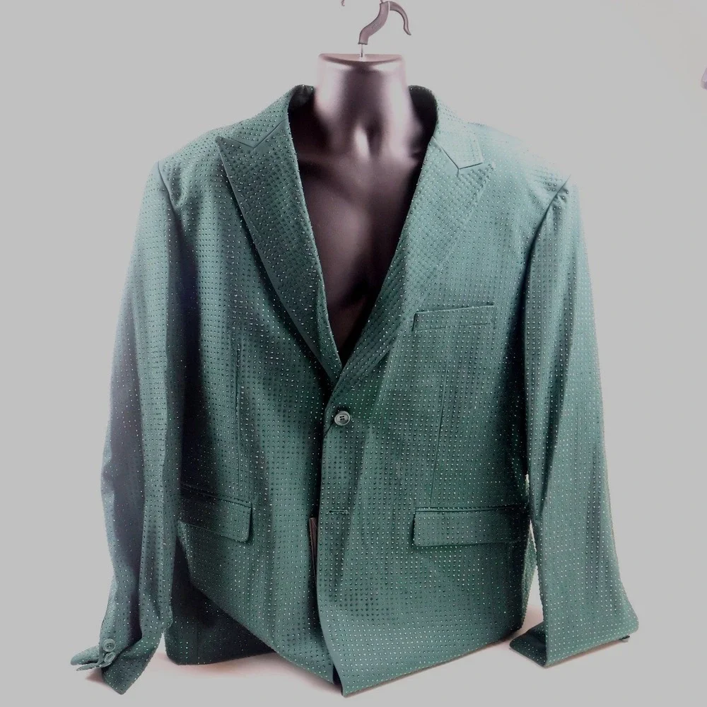 Green Rhinestone Embellished Ferrucci Suit Set ST-30 Hunter  50/44 NWT
